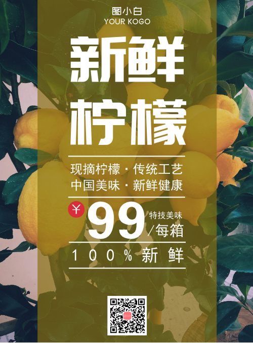 柠檬水果简约促销宣传海报