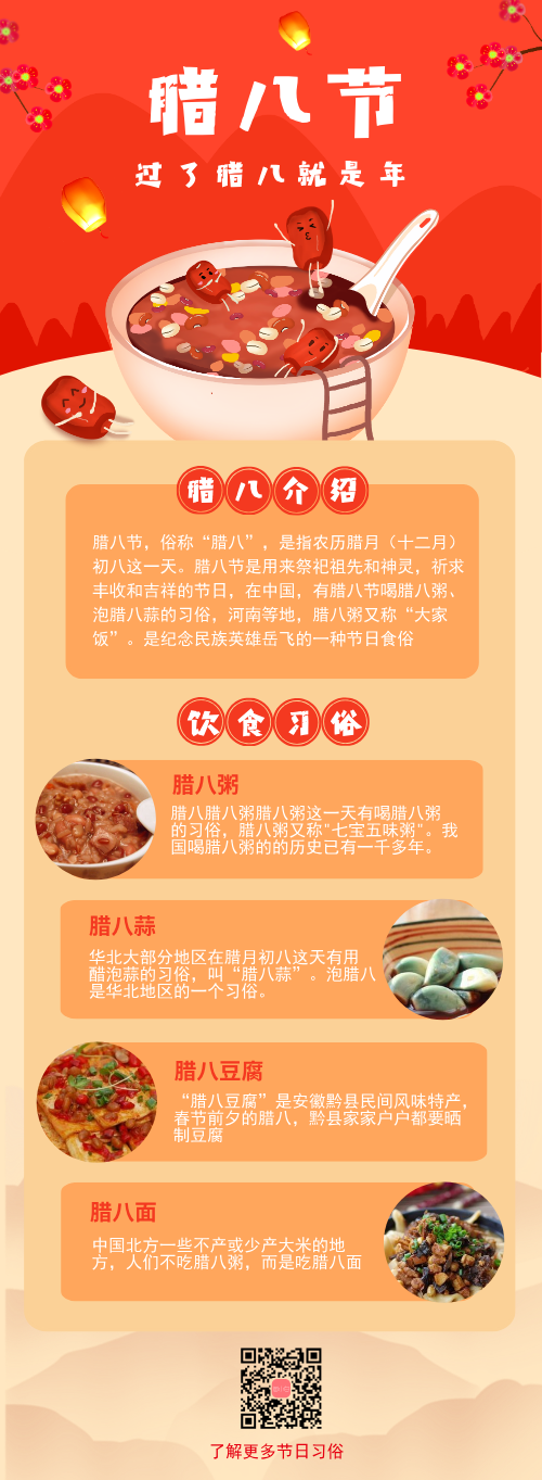 腊八节介绍饮食习俗科普营销长图