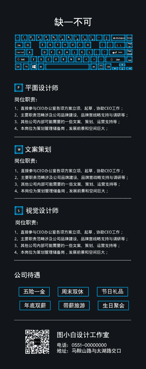 $缺一不可簡約招聘營銷長圖