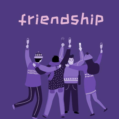 紫色插画友谊公众号封面小图
