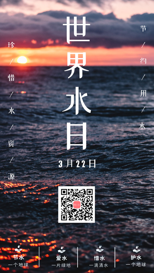 简约图文世界水日宣传手机海报