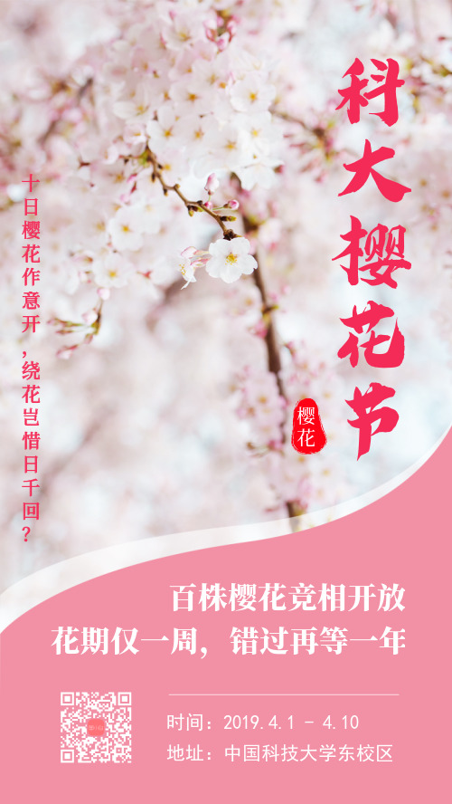 粉色小清新春季樱花节手机海报