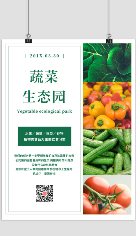 简约绿色蔬菜生态园海报