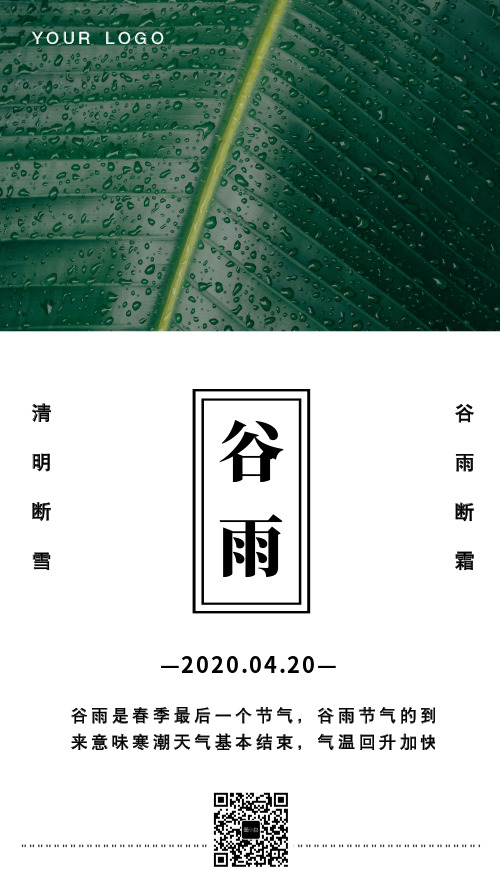 簡(jiǎn)約傳統(tǒng)節(jié)氣谷雨手機(jī)海報(bào)