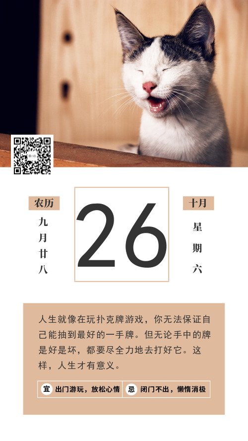 猫咪唯美清新日历海报
