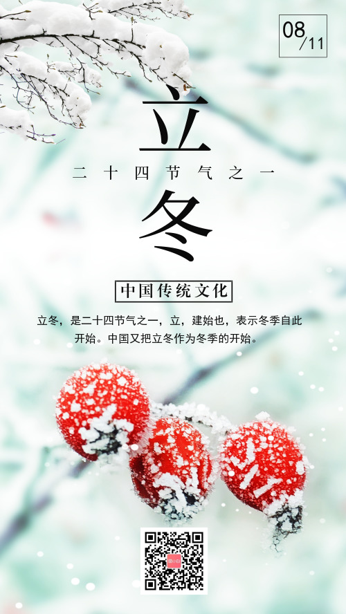 传统二十四节气立冬宣传海报