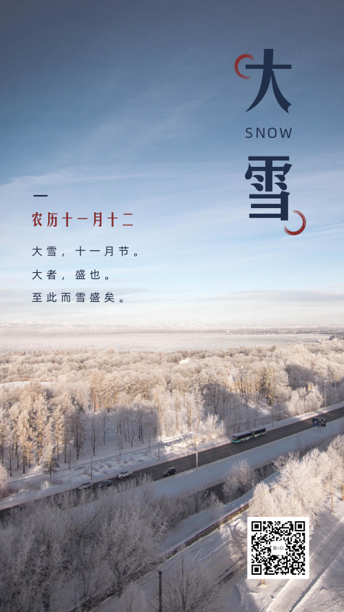 简约小清新大雪节气海报