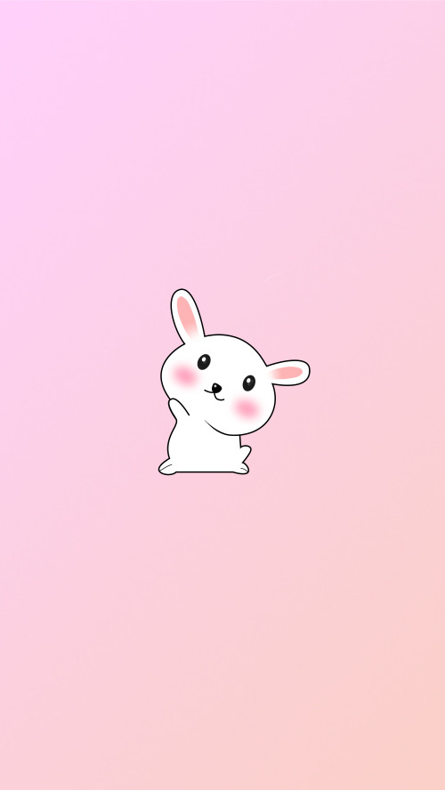 粉色小兔兔可爱动漫风手机壁纸