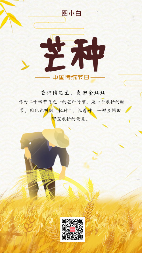 中国传统节日芒种手机海报