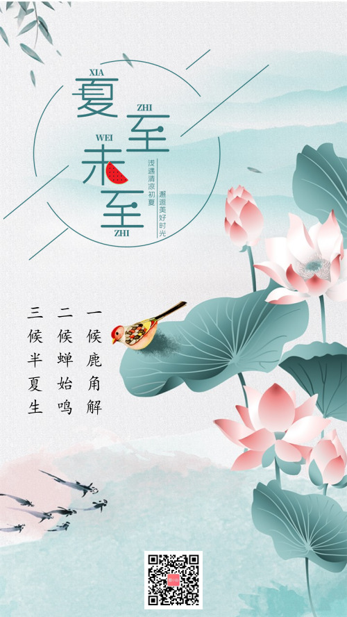 中国风传统节气夏至节气手机海报