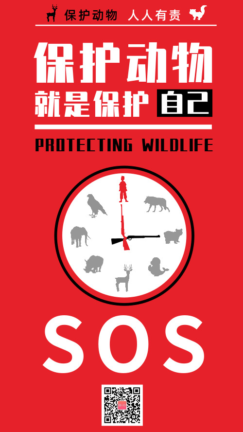 简约保护野生动物公益宣传海报