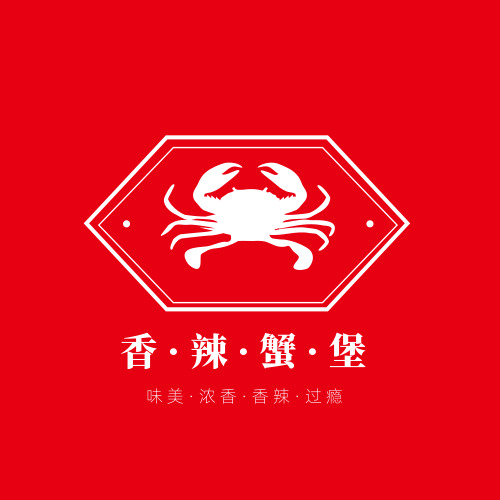 简约红色螃蟹LOGO设计