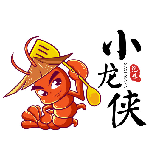 卡通小龙虾美食logo设计