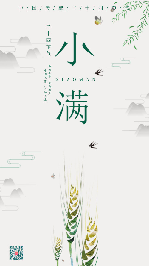 中国风传统节气小满简约海报DF